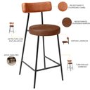 Ver imagem 4 de Kit 04 Banquetas Baixa Cozinha Sala Jantar Bancada Milão L02 Couríssimo Camel Couríssimo Marrom - ly