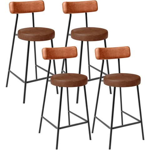 Kit 04 Banquetas Baixa Cozinha Sala Jantar Bancada Milão L02 Couríssimo Camel Couríssimo Marrom - ly
