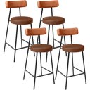 Ver imagem 1 de Kit 04 Banquetas Baixa Cozinha Sala Jantar Bancada Milão L02 Couríssimo Camel Couríssimo Marrom - ly