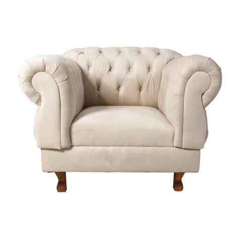 Kit 2 poltronas Chesterfield Capitonê Elisabeth Suede Bege Decoração, Recepção, Salas de Tv e Estar