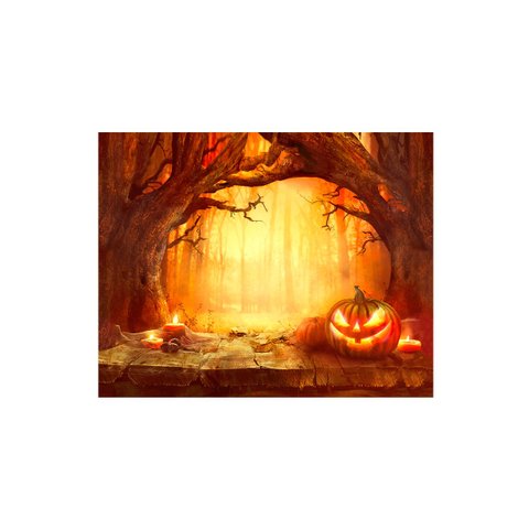 Kit Jogo Americano + Guardanapo Halloween Abobora Fantasma - 2 Peças