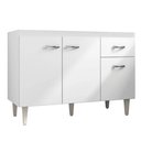 Ver imagem 1 de Balcão de Cozinha 120cm Rony 3 Portas S/ Tampo Branco/Preto Flex - Bela Móveis