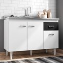 Ver imagem 2 de Balcão de Cozinha 120cm Rony 3 Portas S/ Tampo Branco/Preto Flex - Bela Móveis
