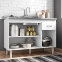 Ver imagem 3 de Balcão de Cozinha 120cm Rony 3 Portas S/ Tampo Branco/Preto Flex - Bela Móveis