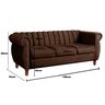 Sofá Chesterfield Realeza 3 Lugares Decoração Retrô - Veludo Marrom - 4