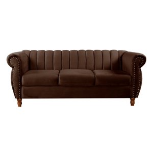 Sofá Chesterfield Realeza 3 Lugares Decoração Retrô - Veludo Marrom