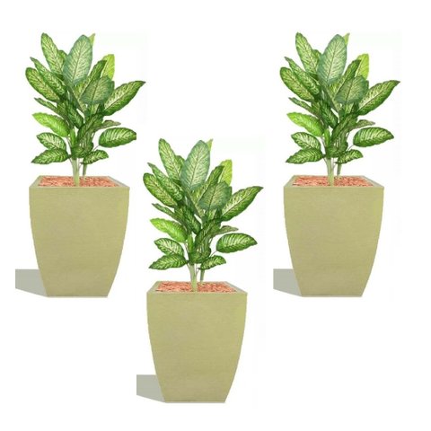 Kit 3 Vaso Planta 45x35 Moderno Trapézio Polietileno BGPLASTICOS CORES VARIADAS