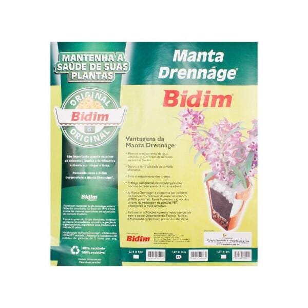 Manta para Dreno 1,07x12,00m Drennage Bidim Verde Bidim