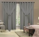 Ver imagem 1 de Cortina Decorativa Corta Luz Blackout com Voil para Janela ou Porta Balcão 3,00M x 1,80M Cinza