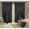 Cortina Decorativa Corta Luz Blackout com Voil para Janela ou Porta Balcão 3,00M x 1,80M Preto - 1