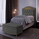 Ver imagem 5 de Cabeceira Cama Box Solteiro 90Cm Linho Grafite