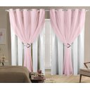 Ver imagem 1 de Cortina Sala ou Quarto 6,00mX2,80m Com Forro e Tecido Voil Rosa Com Fivelas Para Varão Simples