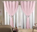 Ver imagem 1 de Cortina Sala ou Quarto 6,00mX2,80m Com Forro e Tecido Voil Rosa Com Fivelas Para Varão Simples