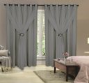 Ver imagem 1 de Cortina Decorativa Corta Luz Blackout com Voil Sala ou Quarto 4,00M x 2,80M Cinza Varão Simples