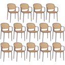 Ver imagem 1 de Kit 14 Cadeiras de Jantar Roma Prática com Braços para Sala e Cozinha - Marrom Claro