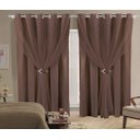 Ver imagem 1 de Cortina Sala ou Quarto 6,00mX2,80m Com Forro e Tecido Voil Tabaco Com Fivelas Para Varão Simples