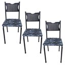 Ver imagem 1 de Kit 3 Cadeira para Cozinha Mc Tubular Almofadada Estrutura Preta com Assento Floral Medcombo