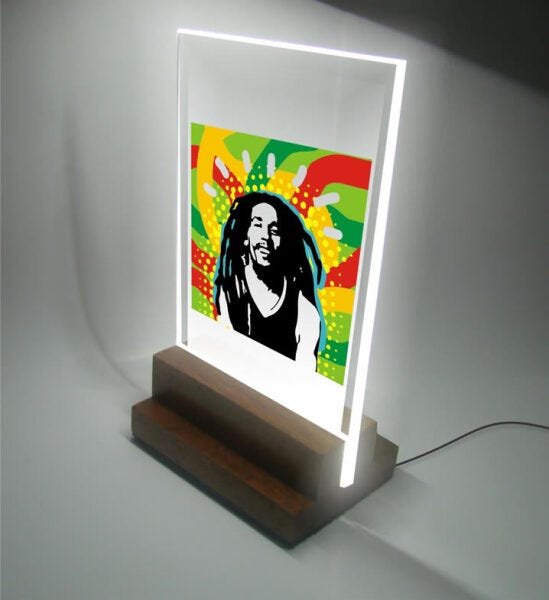 Abajur e Luminária de LED e Acrilíco - Reggae - Bob Marley - 2