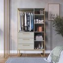 Ver imagem 7 de Jogo 4 Móveis para Quarto Closet Sapateira Cômoda Mesa de Cabeceira Industrial Arena Placa e Ponto