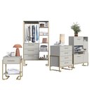 Ver imagem 1 de Jogo 4 Móveis para Quarto Closet Sapateira Cômoda Mesa de Cabeceira Industrial Arena Placa e Ponto