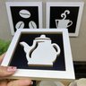Kit 3 Quadros decorativos Cantinho do Café + Frase 3D relevo:Branco e Preto - 4