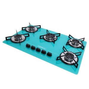 Cooktop Ultra Chama 5 Bocas Verde Água - Chamalux