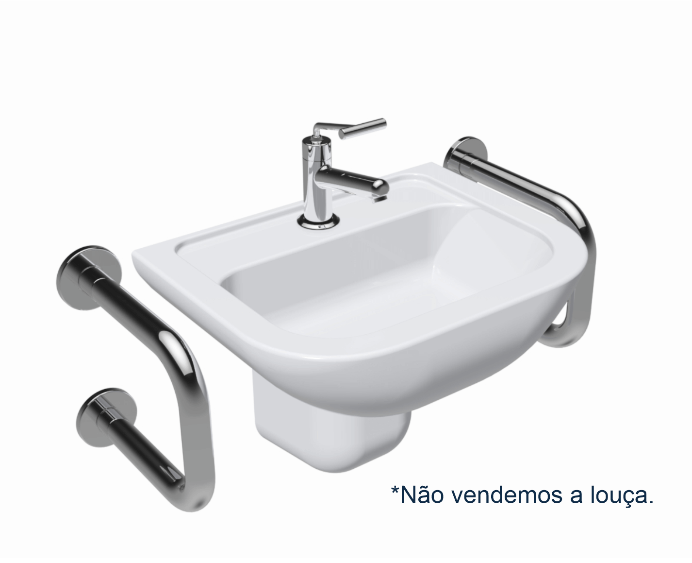 Barra de Apoio Lateral para Lavatório Inox Polido 20 Cm - 2