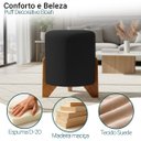 Ver imagem 2 de Kit 2 Puffs Decorativos Eloah Redondo Assento Extra para Sala Quarto Suede Pufe com Pés de Madeira