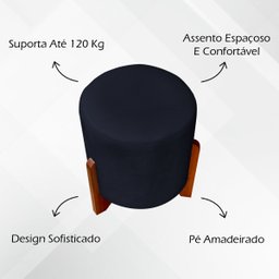 Kit 2 Puff Sala Eloah Suede Cores Pé Castanho - 5