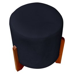 Kit 2 Puff Sala Eloah Suede Cores Pé Castanho - 3