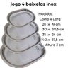 Jogo 4 Baixela Inox Travessa Oval Servir Mesa 28-30-35-40cm - 2