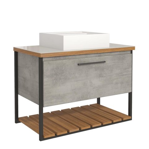 Gabinete de Banheiro Vitta com Cuba 80cm Cimento - Mgm