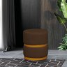 Puff Decorativo Luxo Theo Base Metal Dourado Veludo Cor:marrom - 2