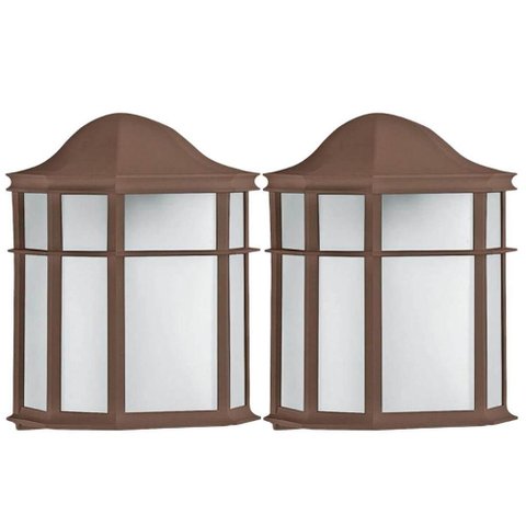 Kit 2 Arandelas Luminária de Parede Externa Marrom Colonial 25cm Lente Fosca de Ville Dital