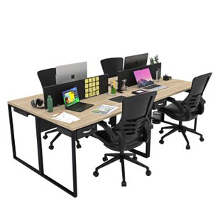Estação de Trabalho Mesa Industrial 4 Lugares C Gav Netmobil - Dubai/preto