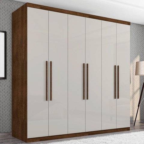 Guarda-Roupa Roupeiro Singapura Casal Seis Portas Malbec Off-White