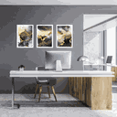 Ver imagem 2 de Tríptico - Quadros Decorativos Abstrato Ouro Grande:Branco