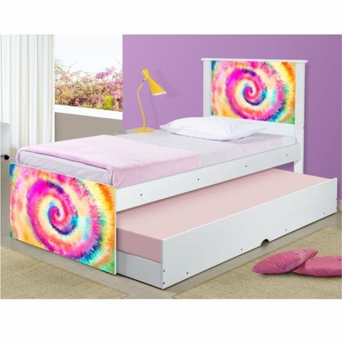 Cama Solteiro Tie Dye com Auxiliar e Colchões