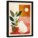 Ver imagem 1 de Quadro Decorativo Gato e Vaso Minimalista