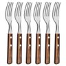 Kit 6 Garfos de Mesa Tramontina Polywood Inox Cabo Castanho - 1
