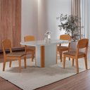 Ver imagem 1 de Mesa de Jantar Isadora 120cm Tampo Mdf Vidro com 4 Cadeiras Copper