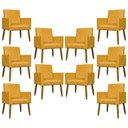 Ver imagem 1 de Kit 10 Poltronas Decorativas Mari Pé Palito Castanho - Mostarda Suede