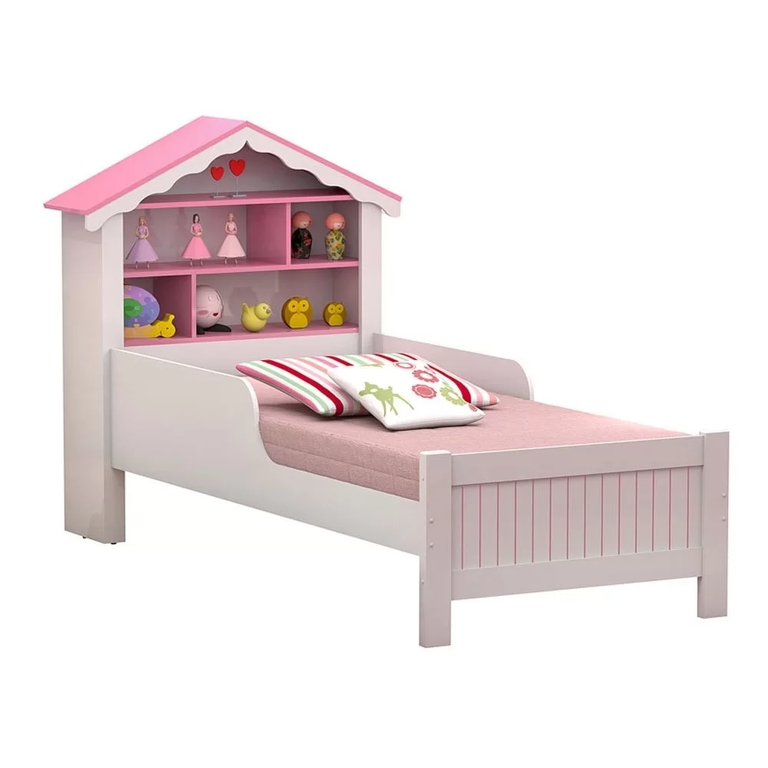 Cama Infantil Casinha Menina com Colchão