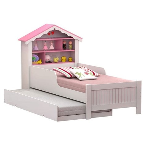 Bicama Infantil Casinha Menina com Colchões