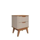 Ver imagem 3 de Mesa de Cabeceira Vicenza 2 Gavetas Off White/Cedro
