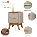 Ver imagem 6 de Mesa de Cabeceira Vicenza 2 Gavetas Off White/Cedro