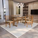 Ver imagem 1 de Conjunto Sala de Jantar Elisa em Madeira Maciça 6 Cadeiras Boucle Bege