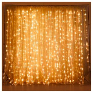 Cascata Fio de Fada 600 Lâmpadas Cordão Luz Led Amarelo 3x3metros 220v