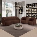 Ver imagem 1 de Conjunto Sofá Sala de Estar Bipartido 288cm e 2 Poltronas Clarke Pu Marrom Manchado G45 - Gran Belo