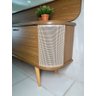 Tb339 Painel Curvo 178cm C/ Rack Curvo Tela Sintet 180cm C /2 Portas Bas - Off White/freijó Moveis D - 3